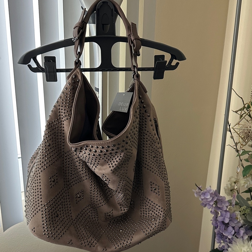 Deux Lux Taupe Studded Hobo Bag